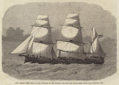 HMS Amazon, Sloop de guerre à hélice, détruit par la collision avec le paquebot à vapeur de Cork Osprey - Edwin Weedon