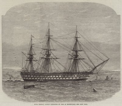 HMS Bombay, récemment détruit par le feu à Montevideo - Edwin Weedon