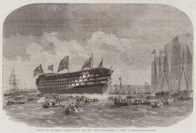 Lancement du navire de guerre à vis HM Royal Sovereign, 131 canons, à Portsmouth - Edwin Weedon