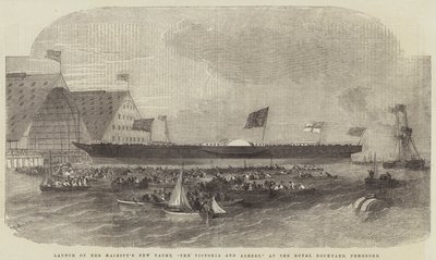 Lancement du nouveau yacht de Sa Majesté, Le Victoria et Albert, au chantier naval royal, Pembroke - Edwin Weedon