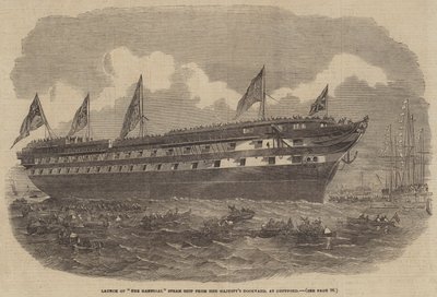 Lancement du navire à vapeur Hannibal depuis le chantier naval de Sa Majesté, à Deptford - Edwin Weedon