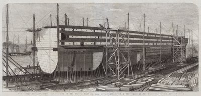 Le grand navire à vapeur Eastern en construction sur les stocks, Millwall, 22 500 tonnes de charge - Edwin Weedon