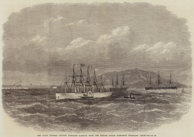 Le Great Eastern quittant le port de Portland avec le câble télégraphique sous-marin indien britannique - Edwin Weedon