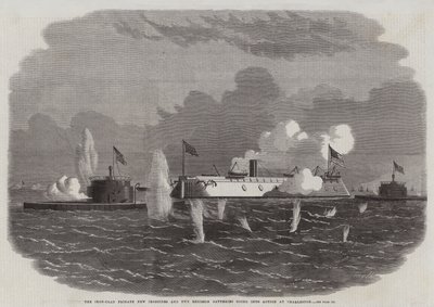La Frégate Blindée New Ironsides et Deux Batteries Ericsson entrant en Action à Charleston - Edwin Weedon