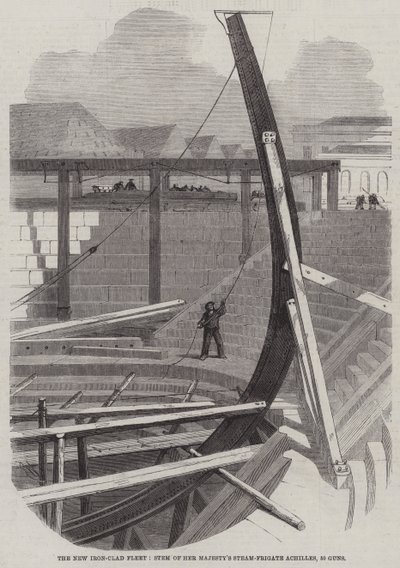 La nouvelle flotte cuirassée, proue de la frégate à vapeur de Sa Majesté Achilles, 50 canons - Edwin Weedon