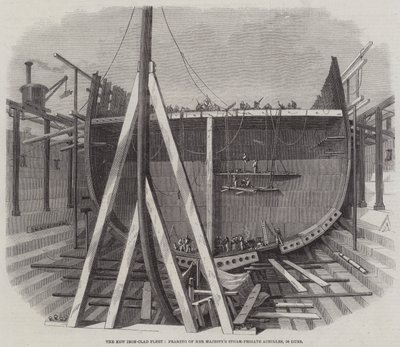 La nouvelle flotte blindée, charpente de la frégate à vapeur de Sa Majesté Achilles, 50 canons - Edwin Weedon