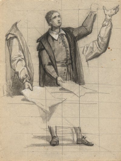Homme prêchant, esquisse pour la signature du pacte dans la cabine du Mayflower - Edwin White