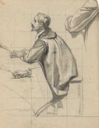 Homme, esquisse pour la signature du pacte dans la cabine du Mayflower - Edwin White