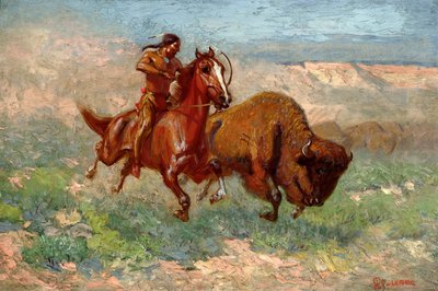 Un jeune Arapaho (huile sur toile) - Edwin Willard Deming
