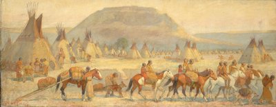 Scène de camp Blackfoot, fin 19e-début 20e siècle - Edwin Willard Deming