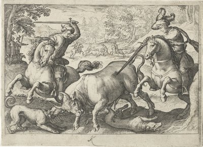 Paysage avec chasse aux taureaux - Egbert Jansz.