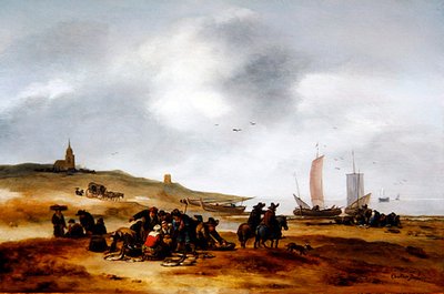 Poissons exposés à la vente sur la plage de Scheveningen - Egbert van der Poel