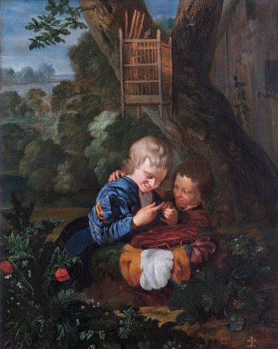 Garçons avec un Oiseau Piégé - Eglon Hendrik van der Neer