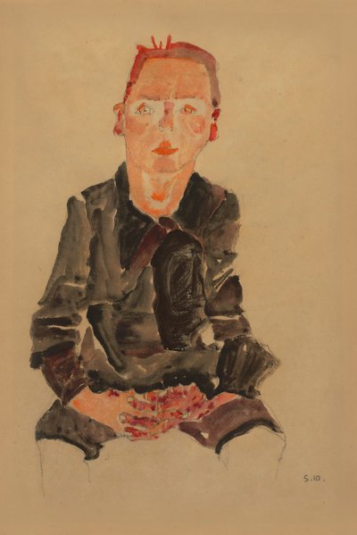 2022 NYR 20682 0724 000(egon schiele boubou assis aux mains jointes étude de portrait dr oska011034) - Egon Schiele