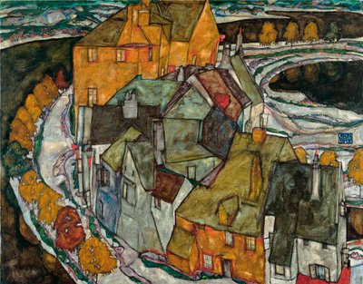 Croissant de maisons II (Ville insulaire) - Egon Schiele