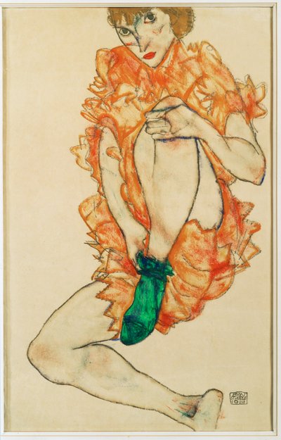 Le bas vert (gouache et crayon) - Egon Schiele