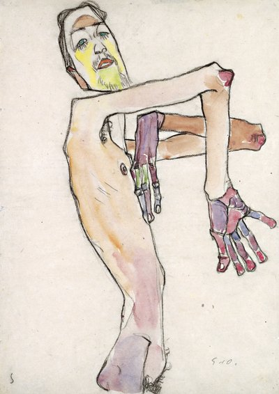 Erwin Dominik Osen (1891-1970) nu aux bras croisés par Schiele, Egon (1890-1918) - Egon Schiele