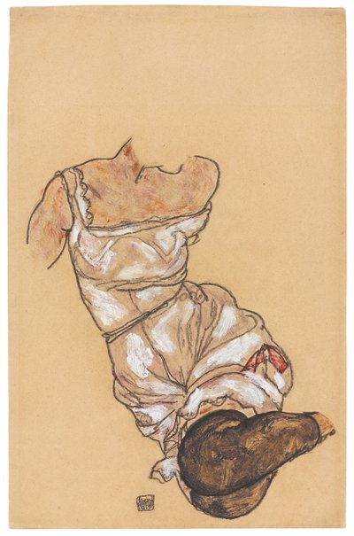 Torso féminin en lingerie et bas noirs, 1917 - Egon Schiele