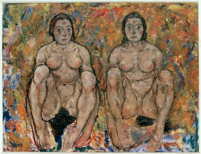 Femmes accroupies [Squatting Women] (huile et gouache) - Egon Schiele