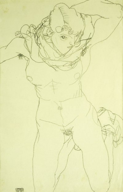 Nu agenouillé de face, 1914 - Egon Schiele