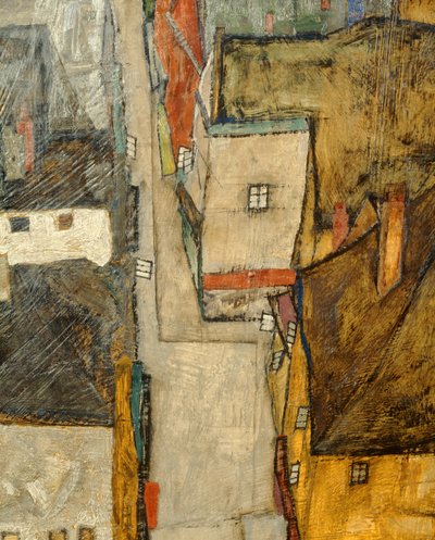 Krumau et der Moldau Krumau sur la rivière Vltava, République tchèque ... (huile sur toile) - Egon Schiele