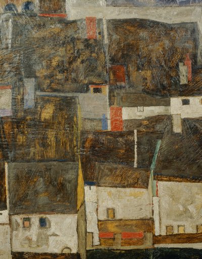 Krumau et der Moldau Krumau sur la rivière Vltava, République tchèque ... (huile sur toile) - Egon Schiele