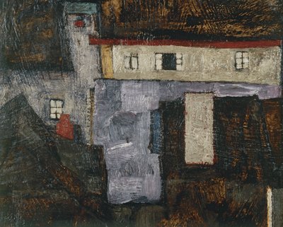 Krumau et der Moldau Krumlov sur la rivière Vltava, ... (huile sur toile) - Egon Schiele