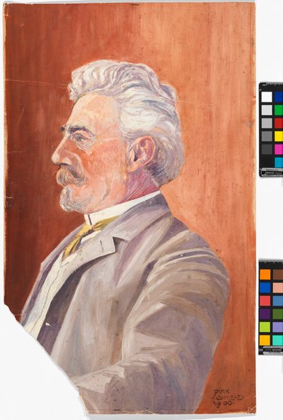 Portrait de Leopold Czihaczek sur fond rouge - Egon Schiele