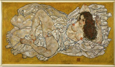 Liegende Frau. Femme couchée (huile sur toile) - Egon Schiele