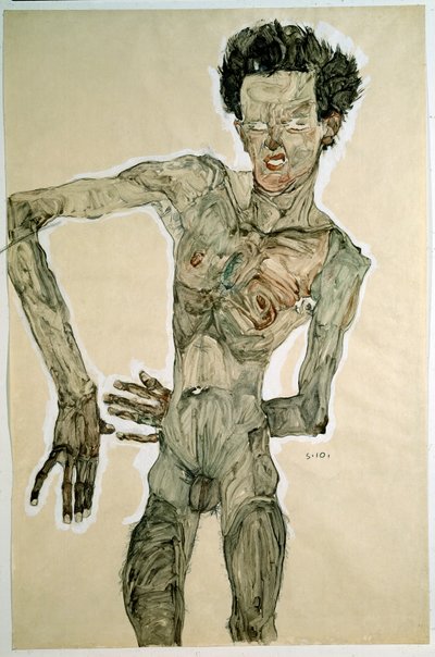 Nu masculin (autoportrait) - Egon Schiele