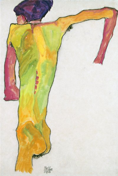 Homme nu, se soutenant - Egon Schiele