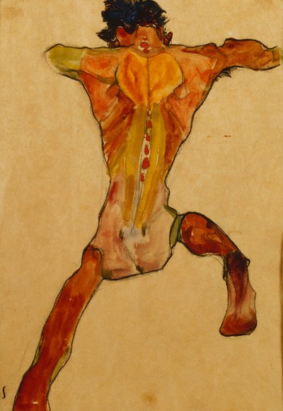 Nu masculin vu de dos, 1910 - Egon Schiele