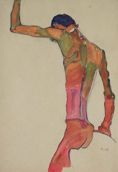 Homme nu avec le bras levé - Egon Schiele