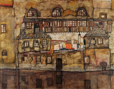 Mur de maisons sur la rivière - Egon Schiele