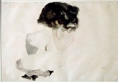 Nu accroupi - Egon Schiele
