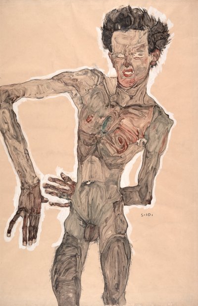 Nu Autoportrait, Grimaçant - Egon Schiele