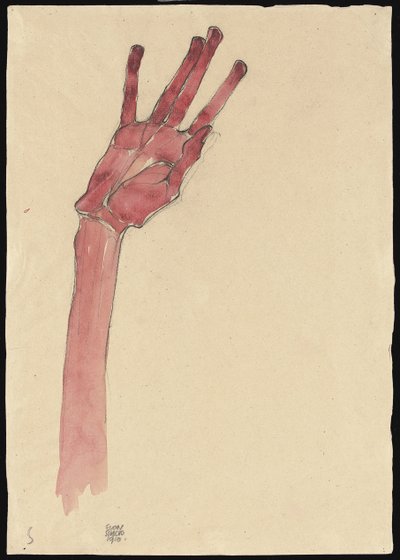 Main rouge levée, 1910 - Egon Schiele