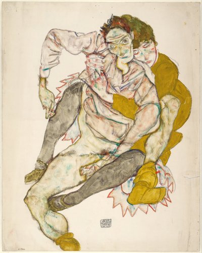 Couple assis - Egon Schiele