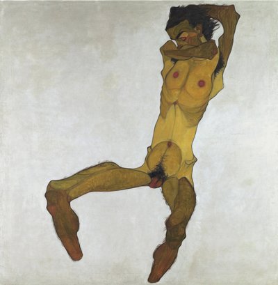 Homme nu assis (Autoportrait) - Egon Schiele