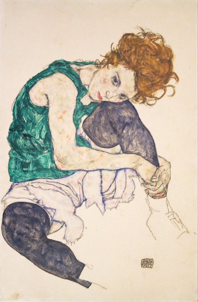 Femme Assise avec les Jambes Repliées Adele Herms - Egon Schiele