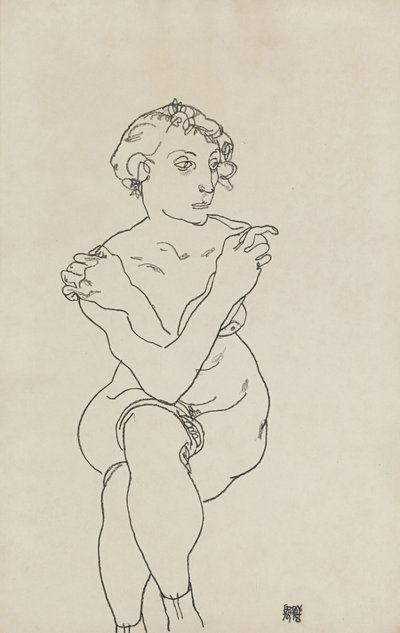 Femme nue assise, bras et jambes croisés, 1918 - Egon Schiele