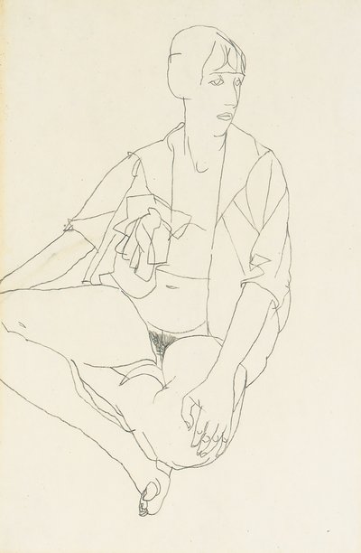 Femme nue assise avec blouse ouverte, 1913 - Egon Schiele
