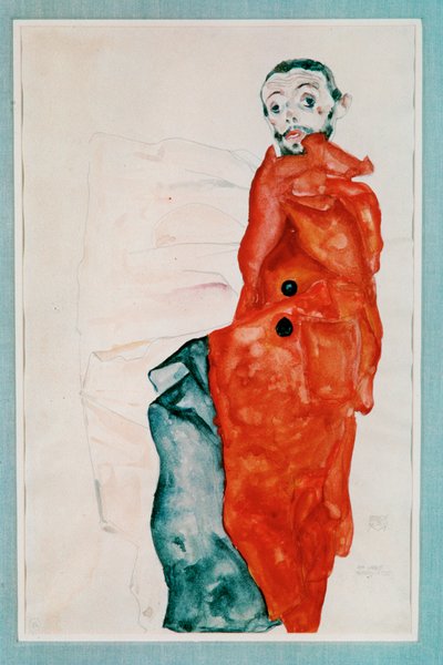 Autoportrait en prisonnier [Self-Portrait as a ... (watercolour and pencil) - Egon Schiele