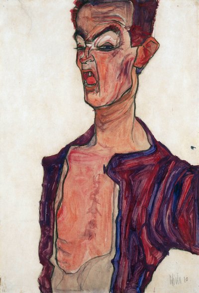 Autoportrait, grimace - Egon Schiele
