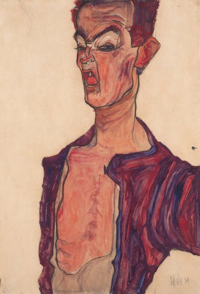 Autoportrait, grimace - Egon Schiele