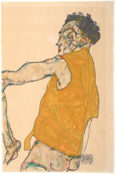 Autoportrait en gilet jaune, 1914 - Egon Schiele