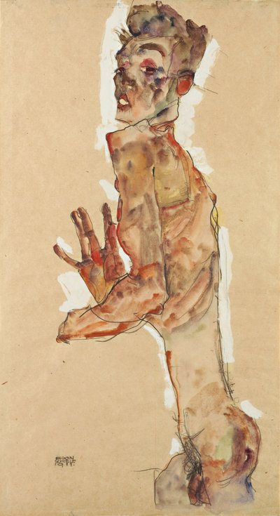 Autoportrait avec doigts écartés, 1911 - Egon Schiele