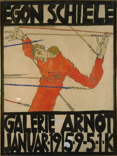 Autoportrait en Saint Sébastien, affiche pour une exposition à la Galerie Arnot, 1914 - Egon Schiele