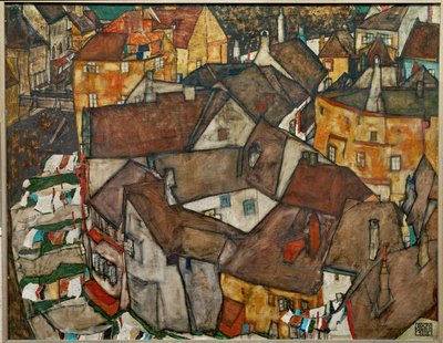 Petite ville - Krumau en Tchécoslovaquie (huile sur toile) - Egon Schiele