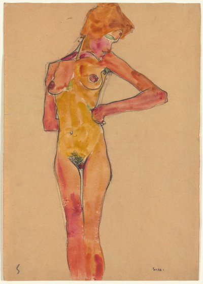 Nu féminin debout - Egon Schiele